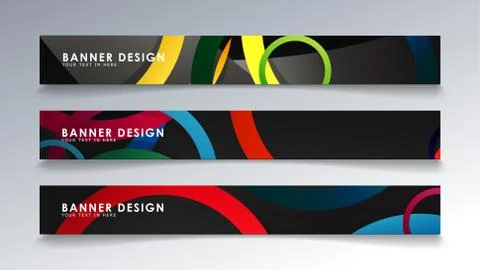 Set rectangular banner with a circle background colorful Stock Illustration