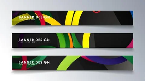 Set rectangular banner with a circle background colorful Stock Illustration