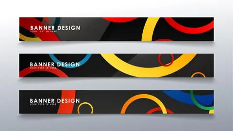 Set rectangular banner with a circle background colorful 스톡 일러스트