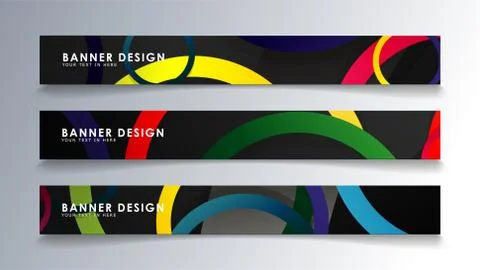 Set rectangular banner with a circle background colorful イラスト素材