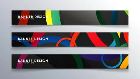 Set rectangular banner with a circle background colorful Stock Illustration