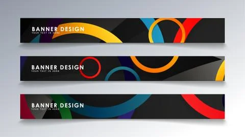 Set rectangular banner with a circle background colorful Stock Illustration