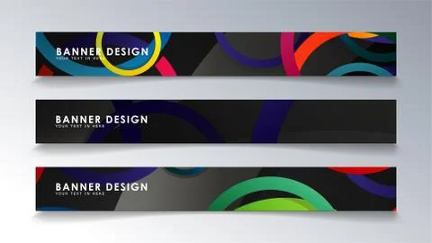 Set rectangular banner with a circle background colorful Illustrazione stock