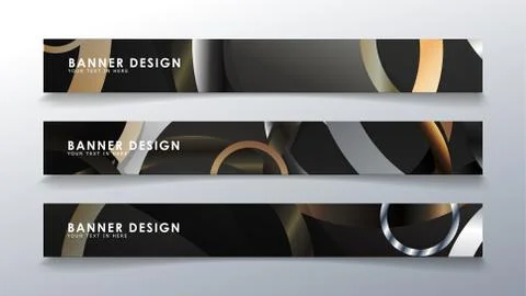 Set rectangular banner with a circle background. neutral color gradient Stock Illustration