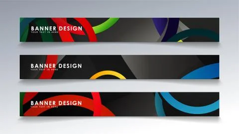 Set rectangular banner with a circle background colorful 스톡 일러스트