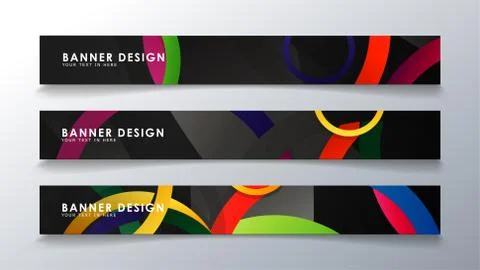 Set rectangular banner with a circle background colorful Illustrazione stock