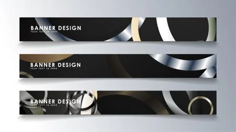 Set rectangular banner with a circle background. neutral color gradient Stock Illustration