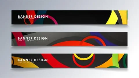 Set rectangular banner with a circle background colorful Illustrazione stock