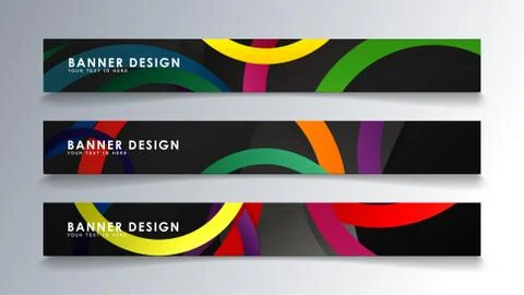 Set rectangular banner with a circle background colorful 스톡 일러스트