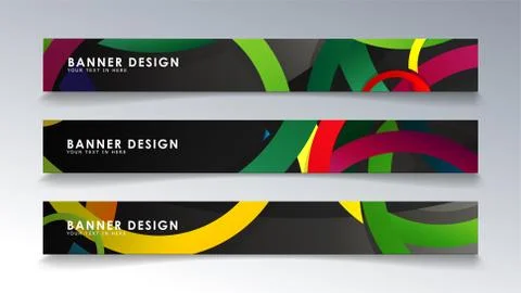 Set rectangular banner with a circle background colorful Stock Illustration