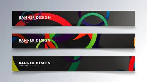 Set rectangular banner with a circle background colorful Illustrazione stock
