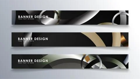 Set rectangular banner with a circle background. neutral color gradient Stock Illustration