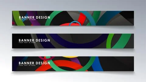 Set rectangular banner with a circle background colorful Stock Illustration