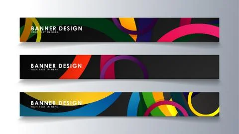 Set rectangular banner with a circle background colorful Stock Illustration