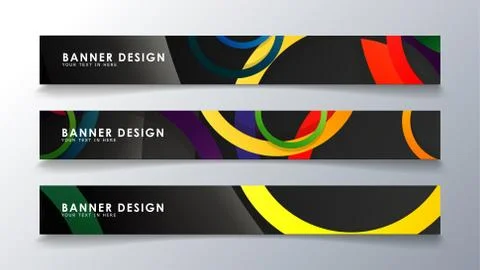 Set rectangular banner with a circle background colorful 스톡 일러스트