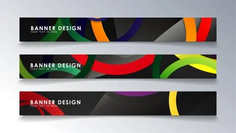 Set rectangular banner with a circle background colorful Stock Illustration