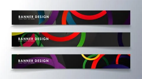 Set rectangular banner with a circle background colorful Stock Illustration