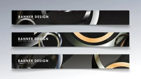 Set rectangular banner with a circle background. neutral color gradient Stock Illustration