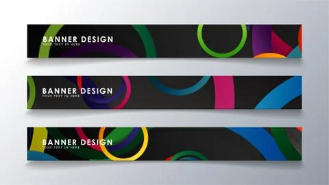 Set rectangular banner with a circle background colorful Stock Illustration