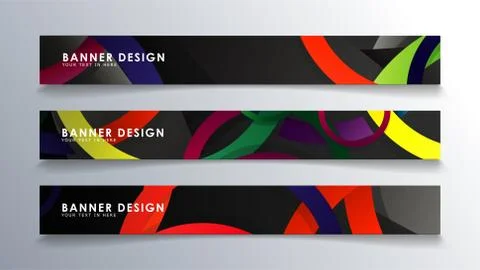 Set rectangular banner with a circle background colorful Stock Illustration