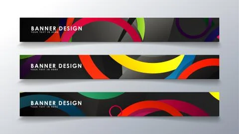 Set rectangular banner with a circle background colorful Stock Illustration