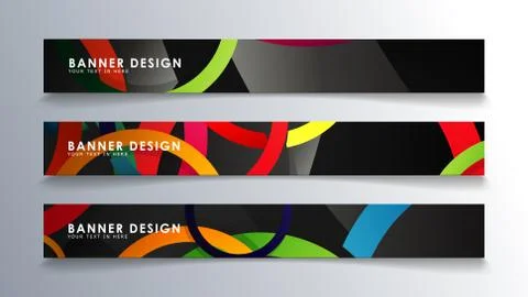 Set rectangular banner with a circle background colorful Stock Illustration