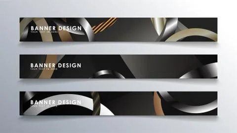 Set rectangular banner with a circle background. neutral color gradient Stock Illustration