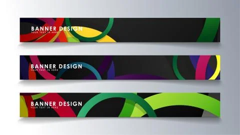 Set rectangular banner with a circle background colorful イラスト素材