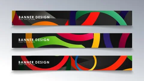 Set rectangular banner with a circle background colorful Stock Illustration