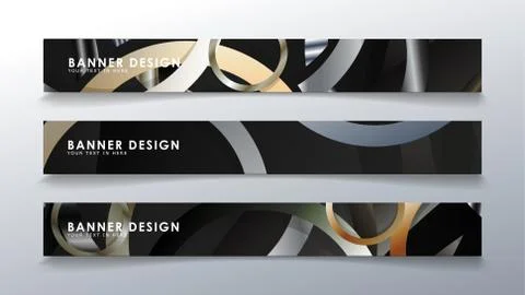 Set rectangular banner with a circle background. neutral color gradient Stock Illustration