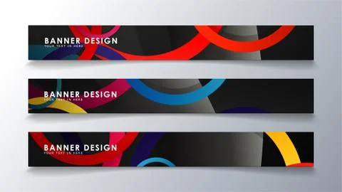 Set rectangular banner with a circle background colorful Stock Illustration