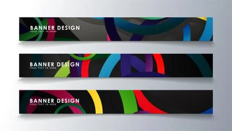 Set rectangular banner with a circle background colorful Stock Illustration