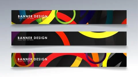 Set rectangular banner with a circle background colorful Stock Illustration