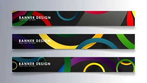 Set rectangular banner with a circle background colorful Stockillustratie