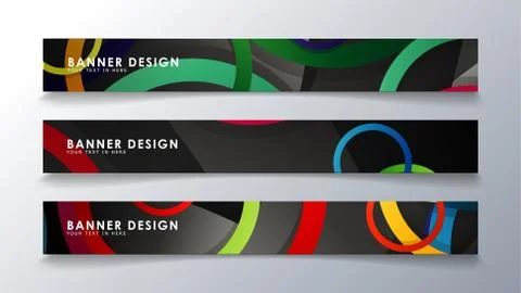 Set rectangular banner with a circle background colorful Stock Illustration