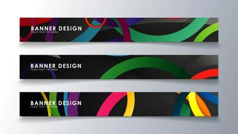 Set rectangular banner with a circle background colorful Stock Illustration