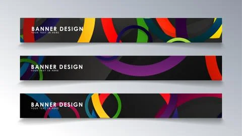 Set rectangular banner with a circle background colorful Stock Illustration