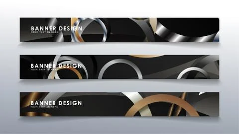 Set rectangular banner with a circle background. neutral color gradient Stock Illustration