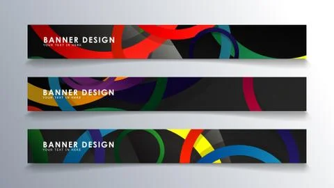 Set rectangular banner with a circle background colorful Stock Illustration