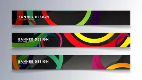 Set rectangular banner with a circle background colorful 스톡 일러스트