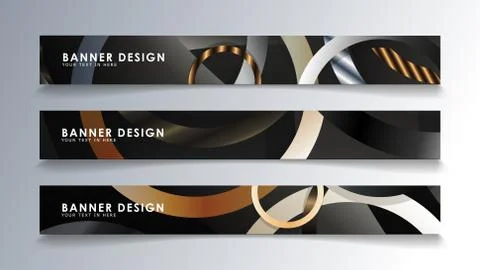 Set rectangular banner with a circle background. neutral color gradient Stock Illustration