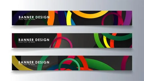 Set rectangular banner with a circle background colorful Stock Illustration