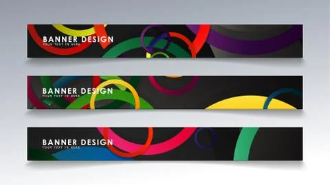 Set rectangular banner with a circle background colorful Stock Illustration