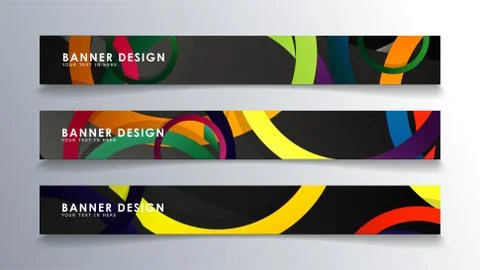 Set rectangular banner with a circle background colorful Stock Illustration