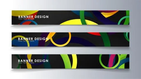 Set rectangular banner with a circle background colorful Stock Illustration