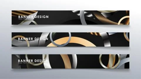 Set rectangular banner with a circle background. neutral color gradient Stock Illustration