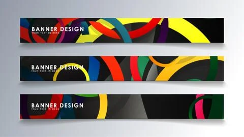 Set rectangular banner with a circle background colorful Stock Illustration