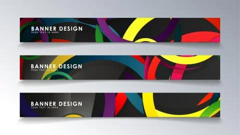 Set rectangular banner with a circle background colorful Illustrazione stock