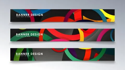 Set rectangular banner with a circle background colorful Stock Illustration