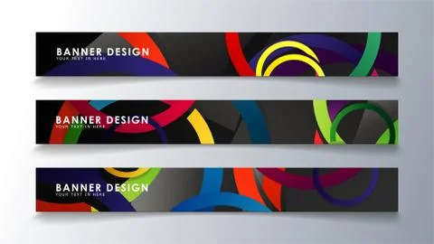 Set rectangular banner with a circle background colorful 库存插图